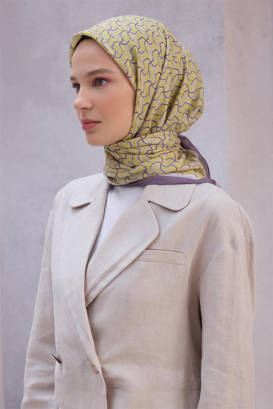 {URUNSEO_TITLE} | BELLI | POLYESTER EŞARP | BELLİ GEOMETRİK DESEN NOVA MÜRDÜM EŞARP 1007