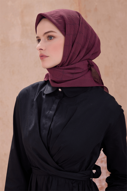 BELLİ GEOMETRİK DESEN PAULİSTA BORDO EŞARP 9