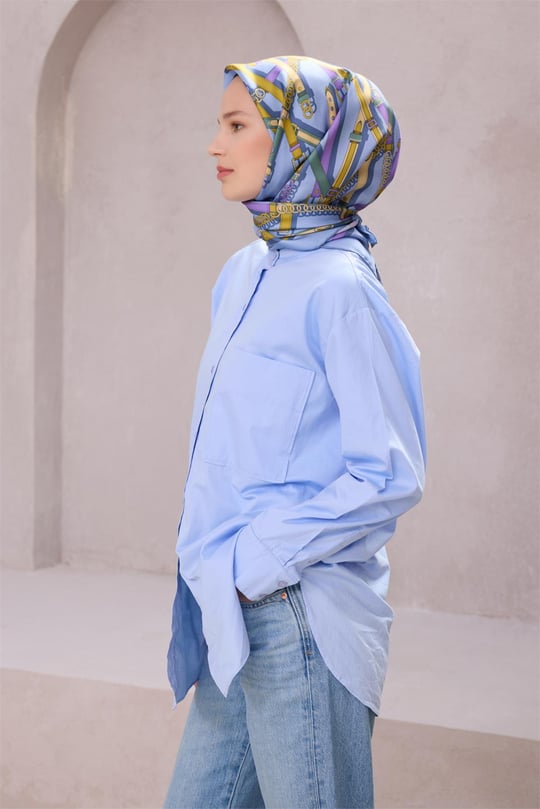 {URUNSEO_TITLE} | BELLI | BELLİ İPEK EŞARP | BELLİ KEMER DESEN İPEK EŞARP 4200D (TWILL) MAVİ - 05
