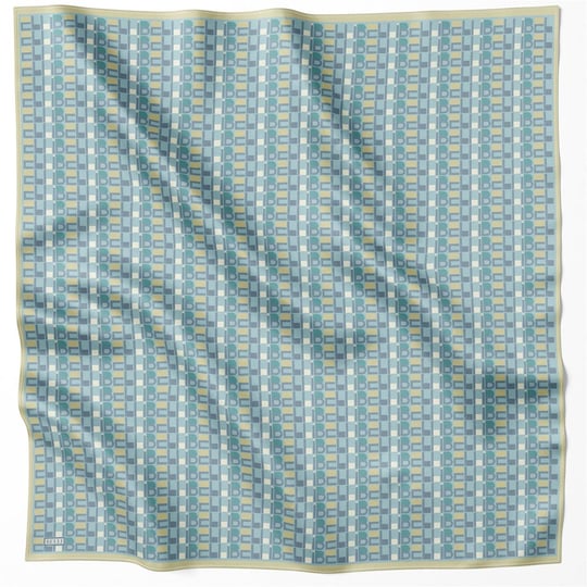 BELLİ LOGO DESEN İPEK EŞARP 4223D (TWILL) MAVİ YEŞİL - 38