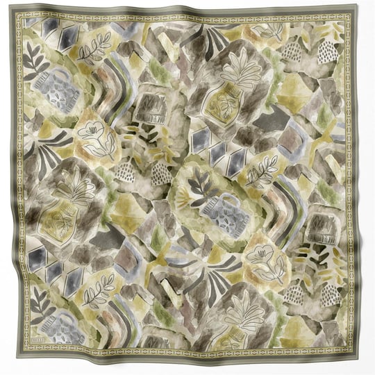 BELLİ OBJE DESEN İPEK EŞARP 4216D (TWILL) YEŞİL - 83
