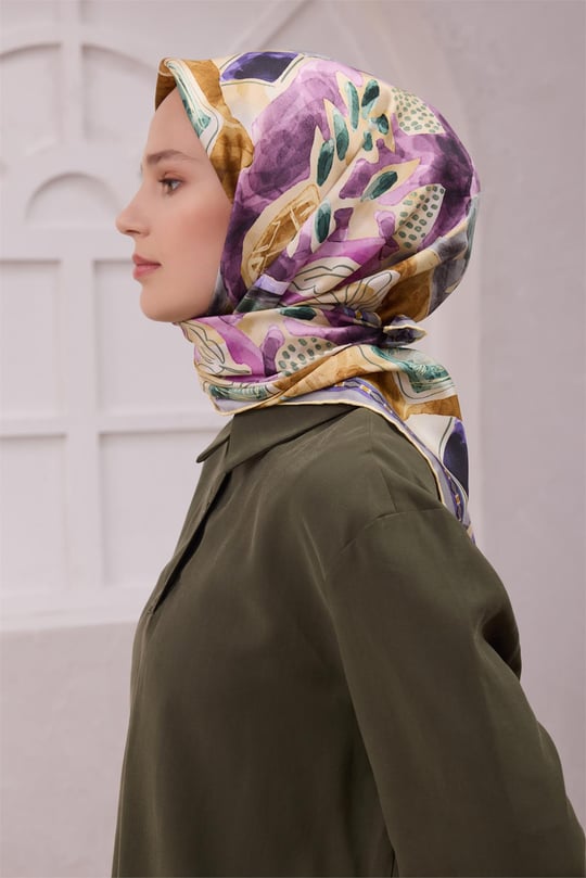 {URUNSEO_TITLE} | BELLI | BELLİ İPEK EŞARP | BELLİ OBJE DESEN İPEK EŞARP 4216D (TWILL) LİLA - 80