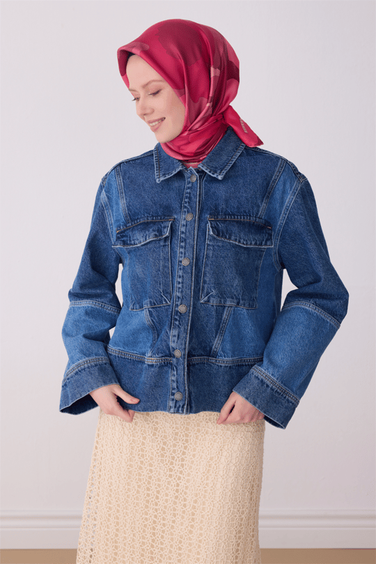 Belli Pembe Çiçek Desen %100 Twill İpek Eşarp 4306-30