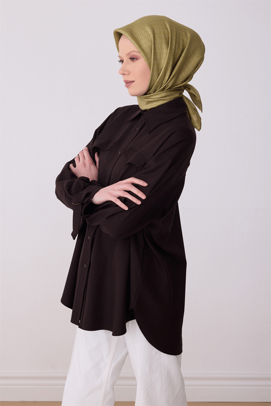 Belli Yeşil Klasik Desen %100 Twill İpek Eşarp 4317-88
