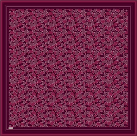 Bordo Etnik Desen %100 Twill İpek Eşarp 4422-86