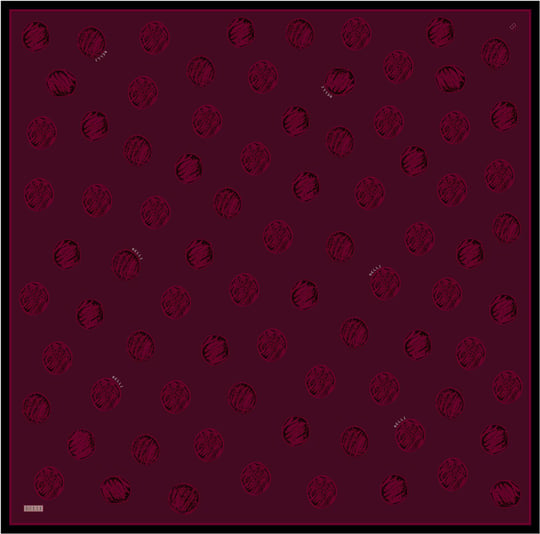 Bordo Geometrik Desen %100 Twill İpek Eşarp 4427-31