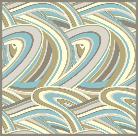 Cam göbeği Geometrik Desen %100 Twill İpek Eşarp 4311-34