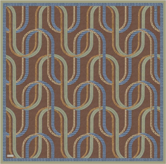 Camel Geometrik Desen %100 Twill İpek Eşarp 4424-34