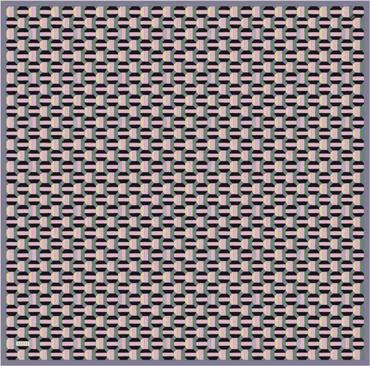 Çok Renkli Geometrik Desen %100 Twill İpek Eşarp 4407-86