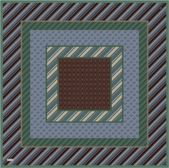 Çok Renkli Geometrik Desen %100 Twill İpek Eşarp 4423-83