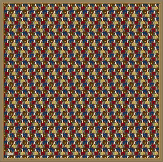 Çok Renkli Geometrik Desen %100 Twill İpek Eşarp 4402-82