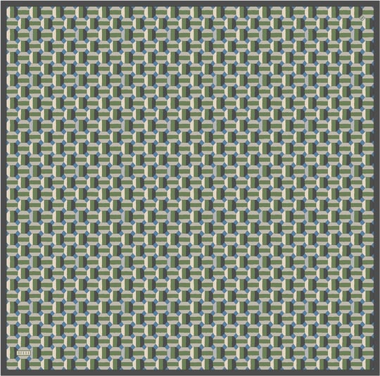 Çok Renkli Geometrik Desen %100 Twill İpek Eşarp 4407-84