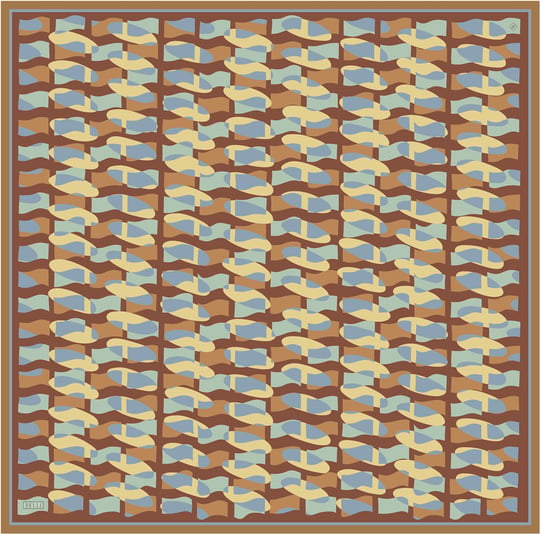 Çok Renkli Geometrik Desen %100 Twill İpek Eşarp 4420-06