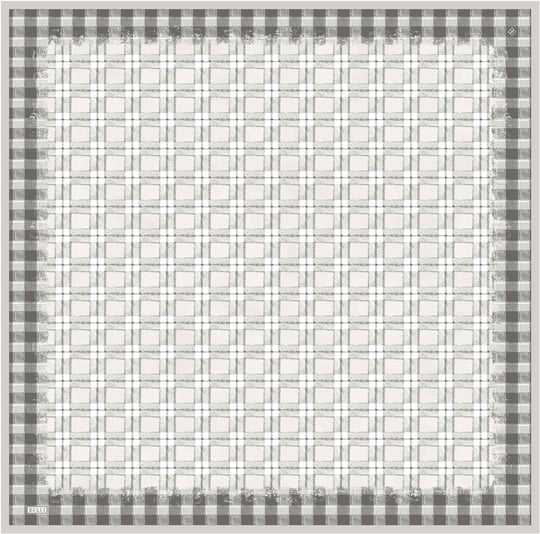Ekru Geometrik Desen %100 Twill İpek Eşarp 4421-57