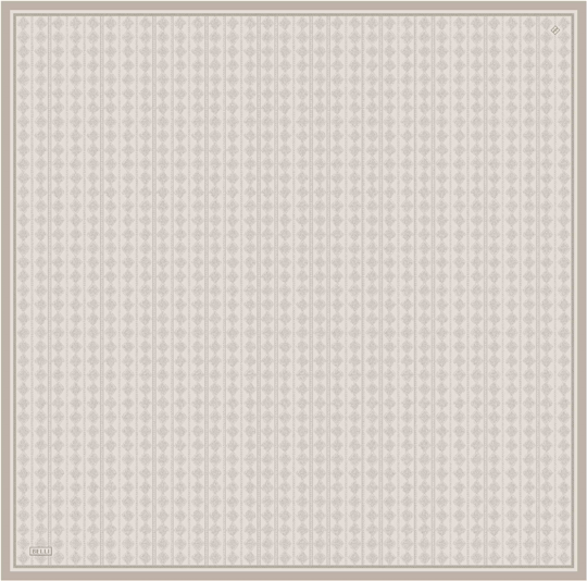 Ekru Geometrik Desen %100 Twill İpek Eşarp 4425-53
