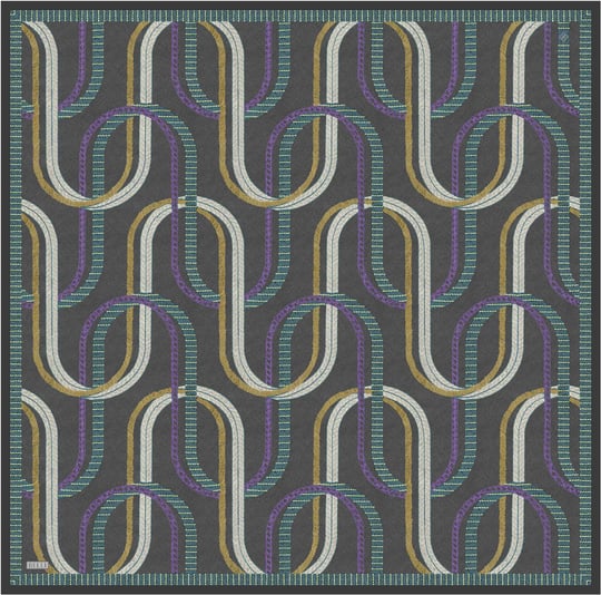 Füme Geometrik Desen %100 Twill İpek Eşarp 4424-80