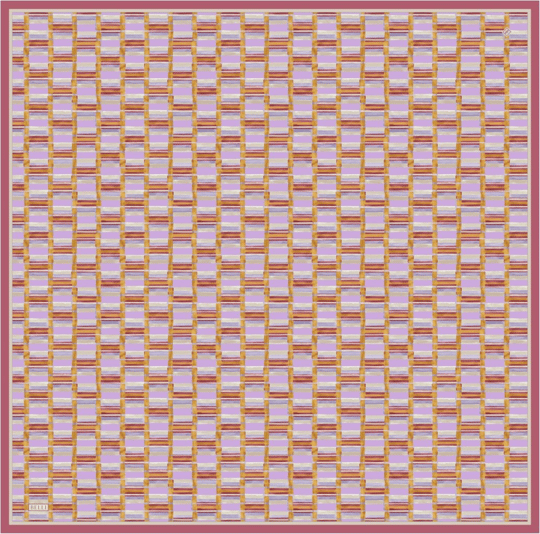 Fuşya Çok Renkli Geometrik Desen %100 Twill İpek Eşarp 4302-53