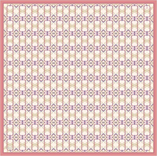 Fuşya Çok Renkli Klasik Desen %100 Twill İpek Eşarp 4328-80