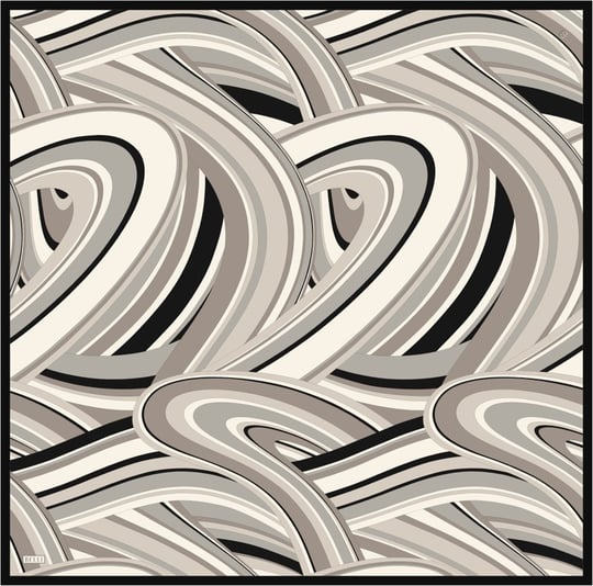 Gri Çok Renkli Geometrik Desen %100 Twill İpek Eşarp 4311-04
