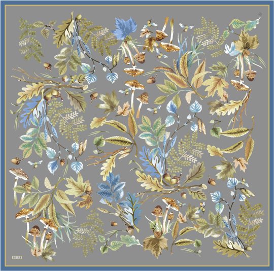 Gri Soyut Desen %100 Twill İpek Eşarp 4412-31