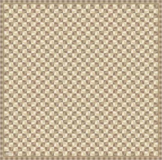 Kahve Çok Renkli Obje Desen %100 Twill İpek Eşarp 4322-81