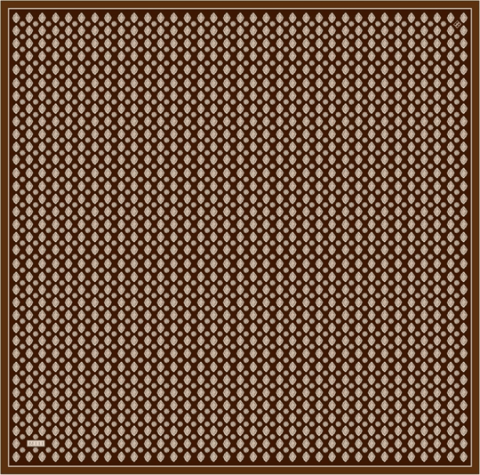 Kahverengi Etnik Desen %100 Twill İpek Eşarp 4308-86
