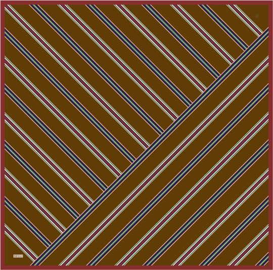 Kahverengi Geometrik Desen %100 Twill İpek Eşarp 4405-32