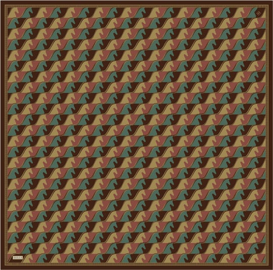 Kahverengi Geometrik Desen %100 Twill İpek Eşarp 4406-84