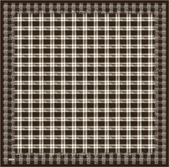 Kahverengi Geometrik Desen %100 Twill İpek Eşarp 4421-55