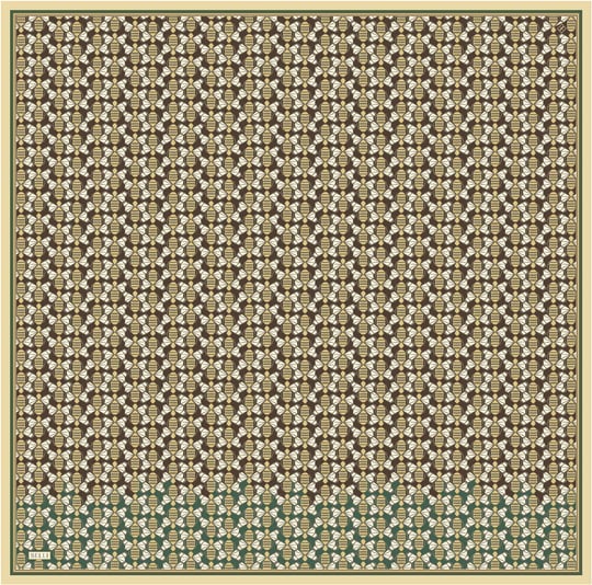 Kahverengi Geometrik Desen %100 Twill İpek Eşarp 4403-50
