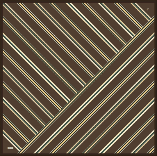Kahverengi Geometrik Desen %100 Twill İpek Eşarp 4405-51
