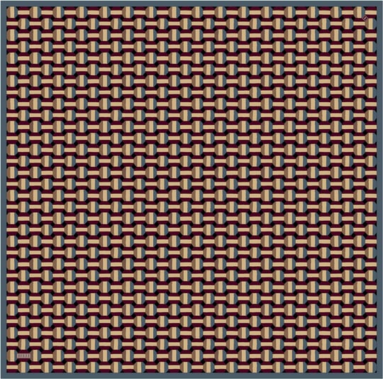 Kahverengi Geometrik Desen %100 Twill İpek Eşarp 4407-02