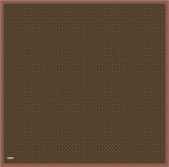 Kahverengi Monogram Desen %100 Twill İpek Eşarp 4418-53