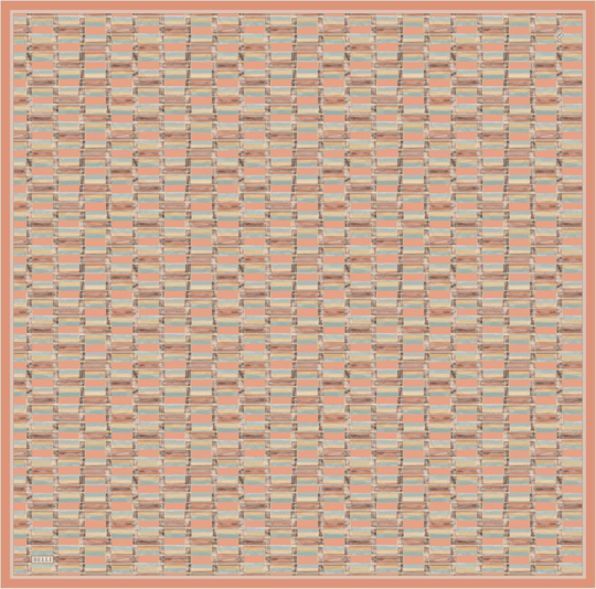 Kiremit  Geometrik Desen %100 Twill İpek Eşarp 4302-81