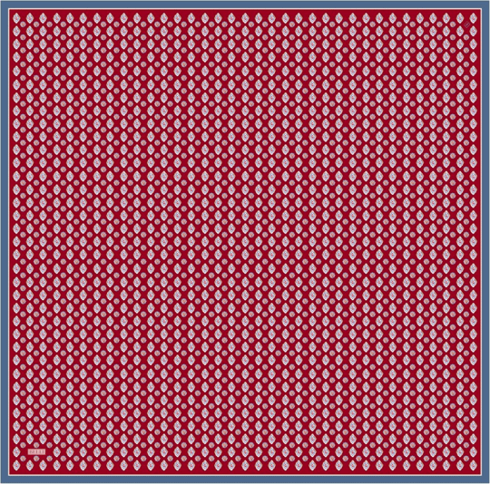 Kırmızı Etnik Desen %100 Twill İpek Eşarp 4308-02