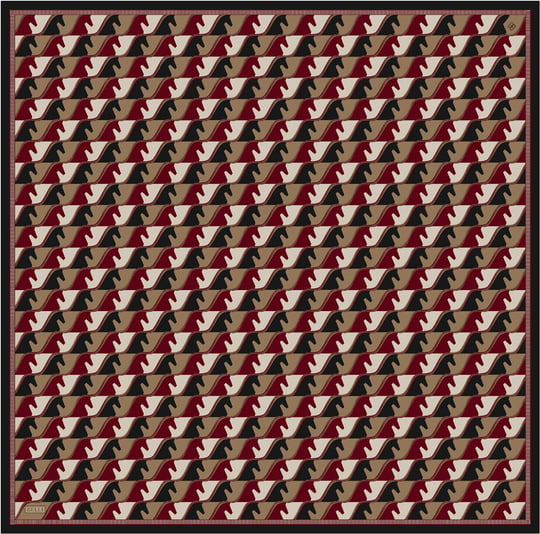 Kırmızı Geometrik Desen %100 Twill İpek Eşarp 4406-06