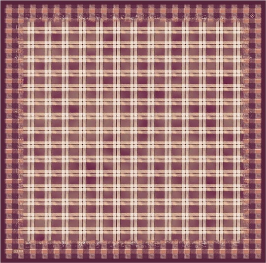 Kırmızı Geometrik Desen %100 Twill İpek Eşarp 4421-02