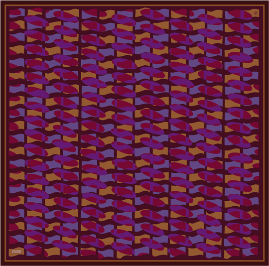 Kırmızı Geometrik Desen %100 Twill İpek Eşarp 4420-01