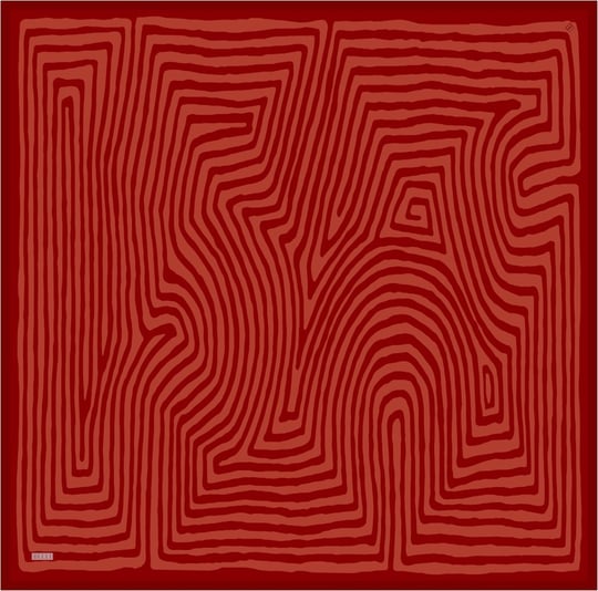 Kırmızı Geometrik Desen %100 Twill İpek Eşarp 4325-03