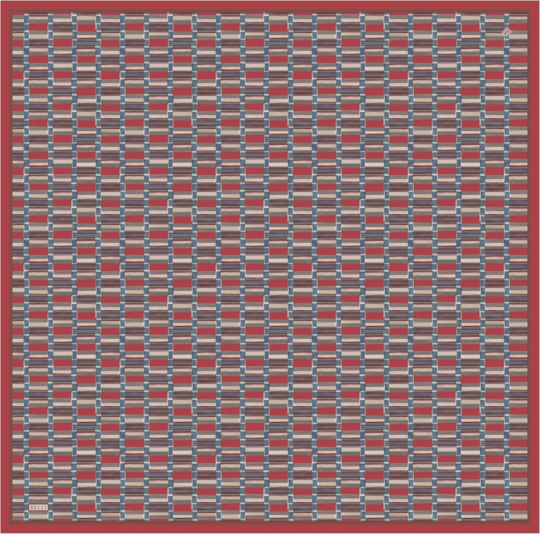 Kırmızı Geometrik Desen %100 Twill İpek Eşarp 4302-83