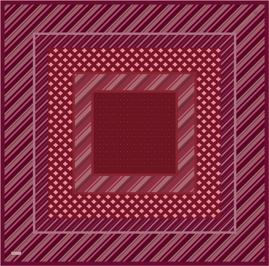 Kırmızı Geometrik Desen %100 Twill İpek Eşarp 4423-53
