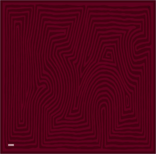 Kırmızı Geometrik Desen %100 Twill İpek Eşarp 4325-51