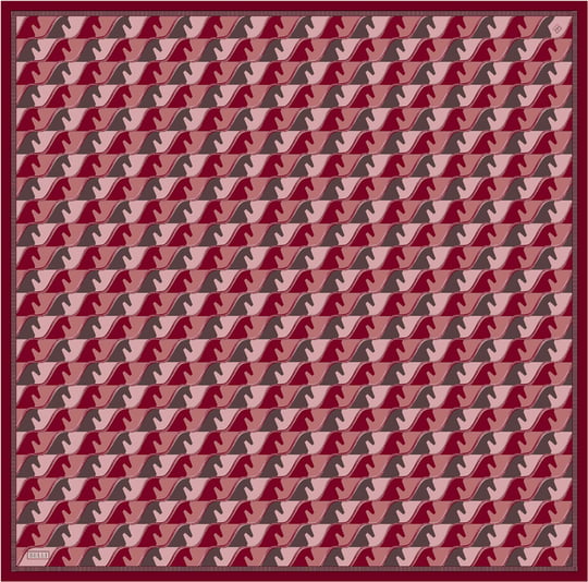 Kırmızı Geometrik Desen %100 Twill İpek Eşarp 4406-33