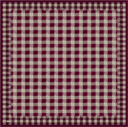 Kırmızı Geometrik Desen %100 Twill İpek Eşarp 4421-32
