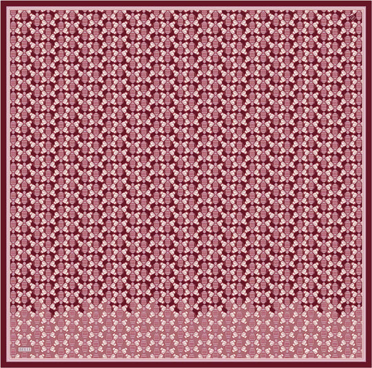 Kırmızı Geometrik Desen %100 Twill İpek Eşarp 4403-52