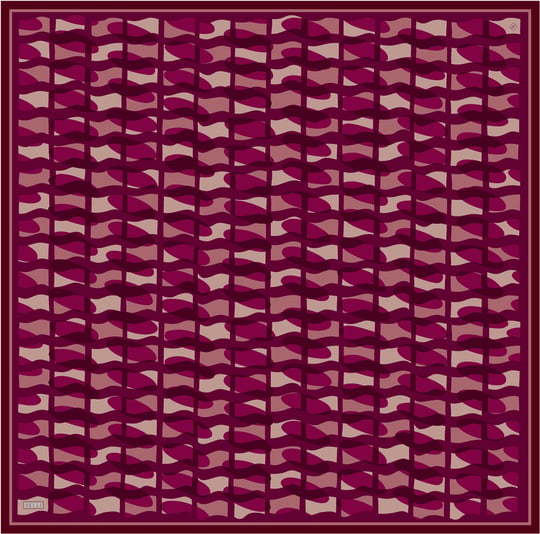 Kırmızı Geometrik Desen %100 Twill İpek Eşarp 4420-81