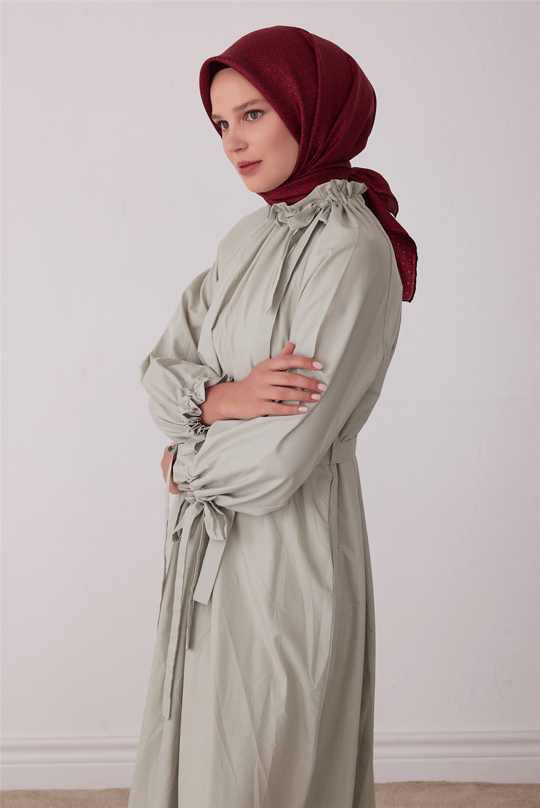 Kırmızı Monogram Desen %100 Twill İpek Eşarp 4418-55