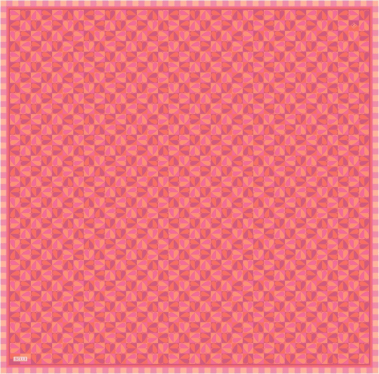 Kırmızı Obje Desen %100 Twill İpek Eşarp 4322-31