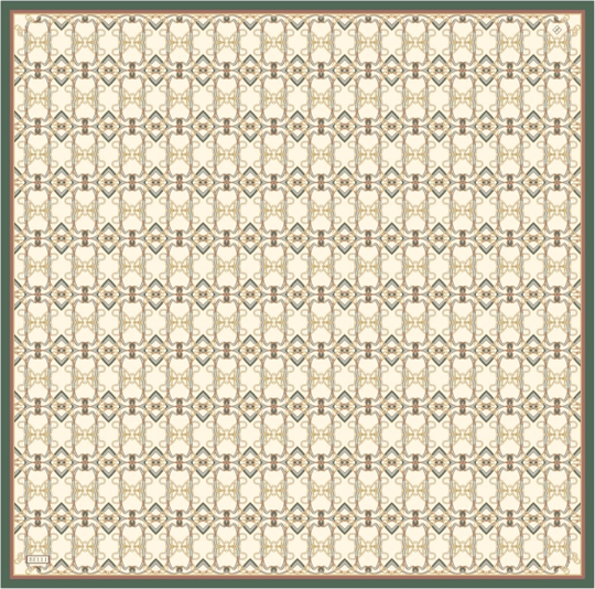 Kum Beji Çok Renkli Klasik Desen %100 Twill İpek Eşarp 4328-81