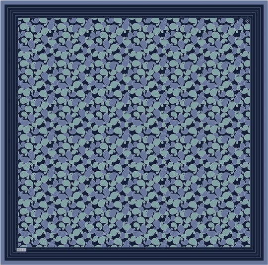 Lacivert Etnik Desen %100 Twill İpek Eşarp 4422-82